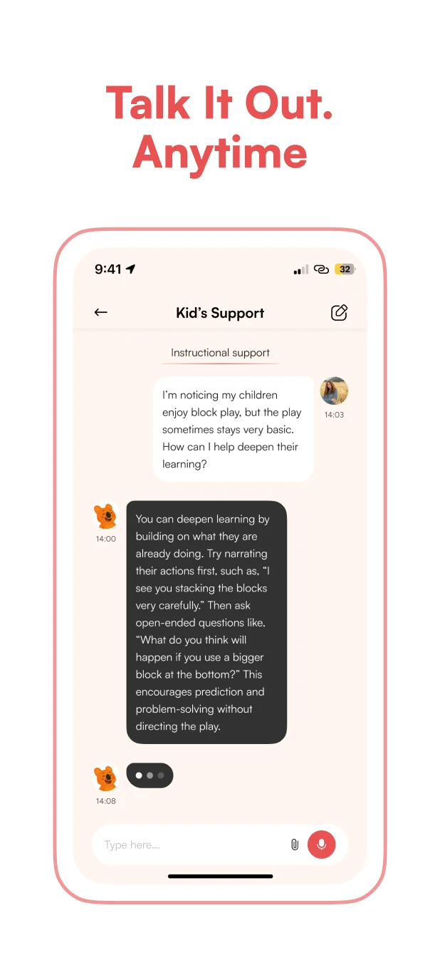 Happy Teacher: Kid's Support chat screen